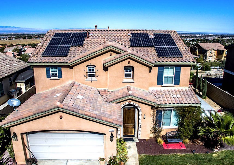 A home in Lancaster, CA with solar panels on the roof. In 2013, Republican-led Lancaster became the first U.S. city to require that new single-family homes come equipped with solar panels. Source: Revolt Electric